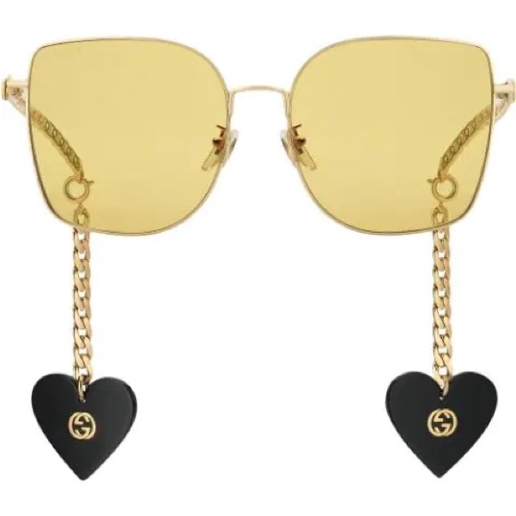 Rare Gucci Eyewear Interlocking G heart-pendant square sunglasses